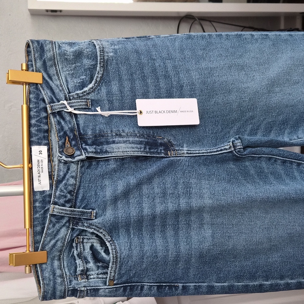 Just Black Denim Straight Leg Jeans in Classic Blue